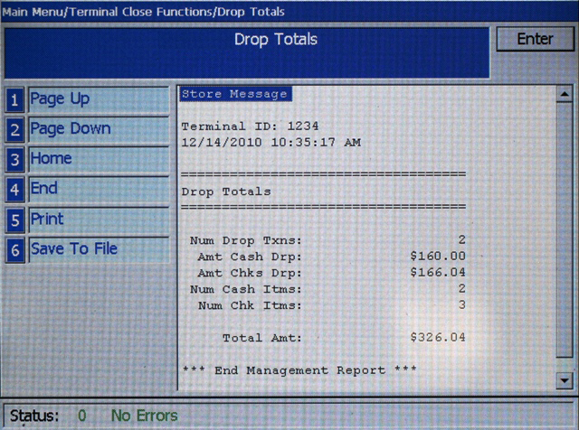 Drop Close Report